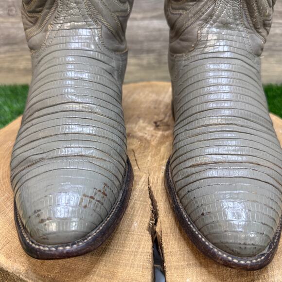 Tony Lama Men - Size 7.5D - Vintage Gray Lizard Cowboy Boots Style 8117 main image 7